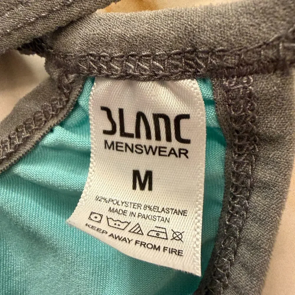 NEW Blanc Menswear BL3669 Electrique E-String Thong Color Aqua Blue Size Medium